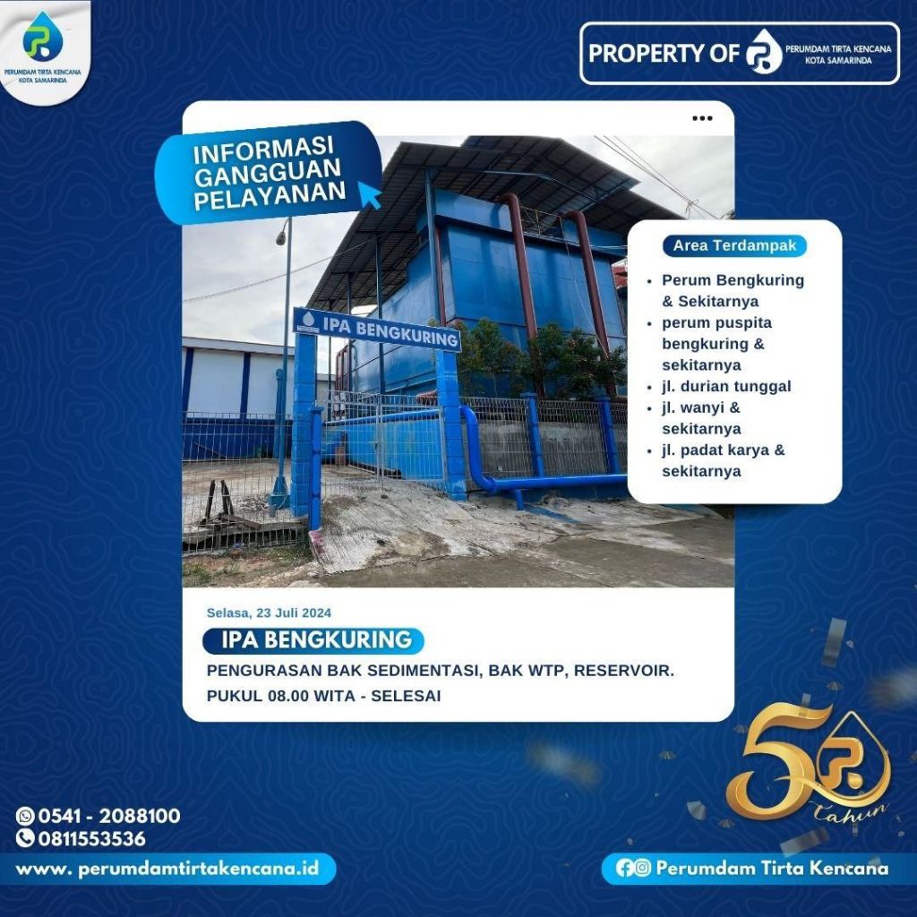 Pengurasan Bak WTP dan Reservoir di IPA Bengkuring, Masyarakat Diminta Antisipasi dan Tampung&nbsp;Air