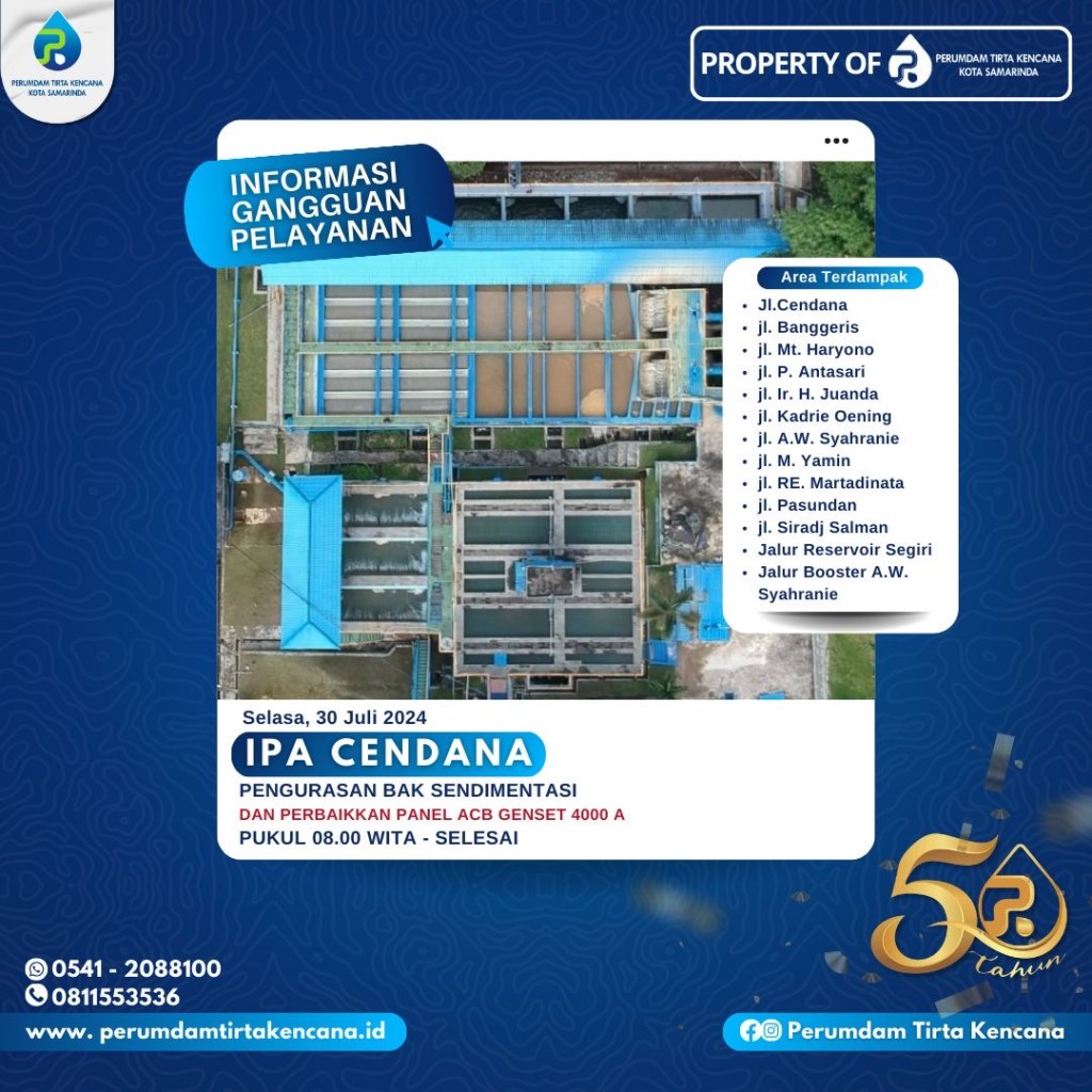 Pengurasan Bak WTP di IPA Cendana, Masyarakat Diminta Antisipasi dan Tampung Air